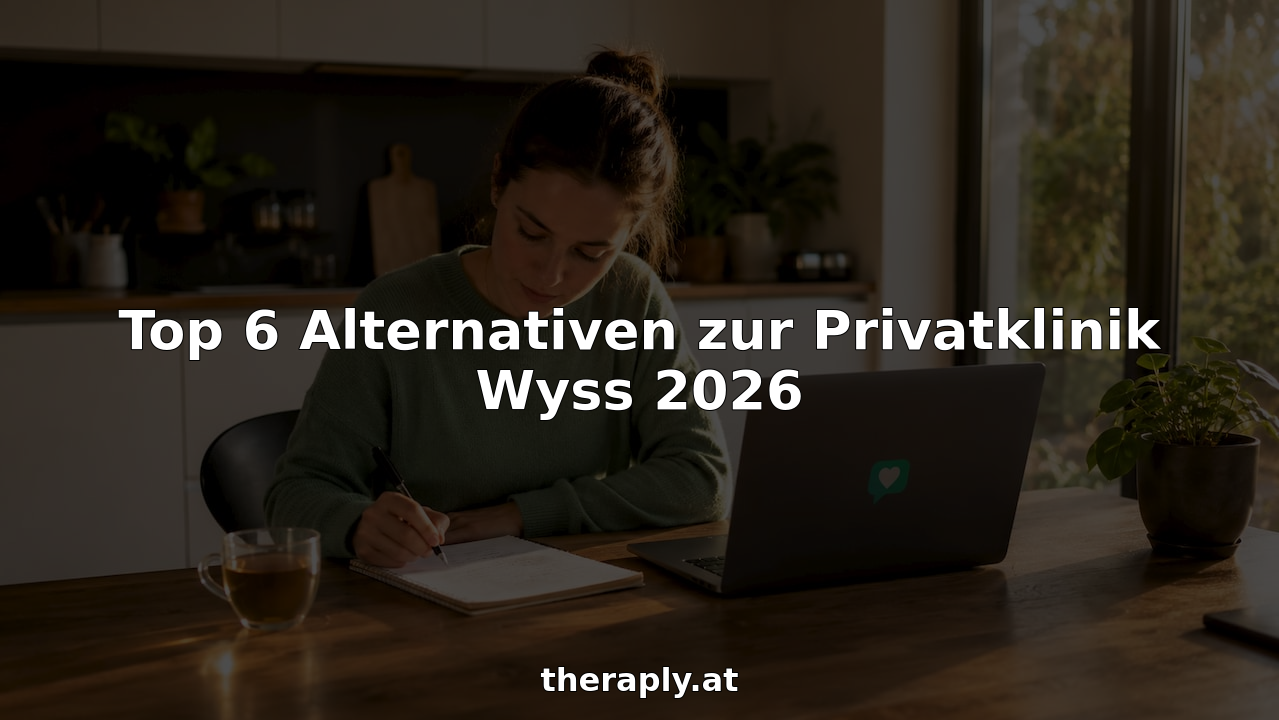 Eine Frau sitzt an ihrem Schreibtisch zu Hause und informiert sich in Ruhe über verschiedene Therapieformen.