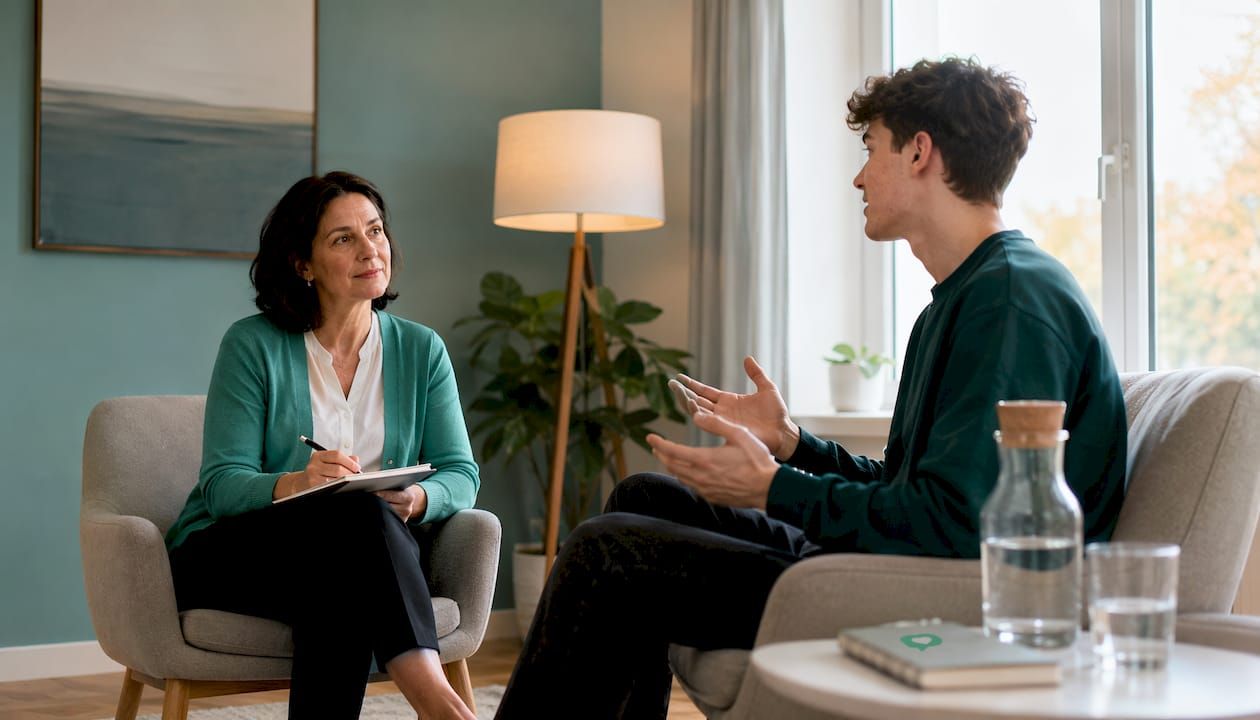 Therapeut und Patient im gemeinsamen Reflexionsgespräch