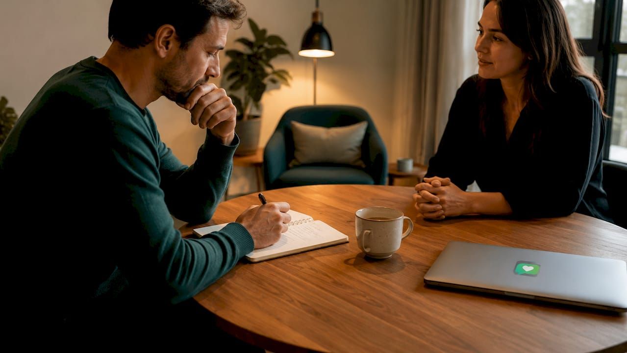 Nahaufnahme der Hände eines Paares während einer gemeinsamen Therapiesitzung